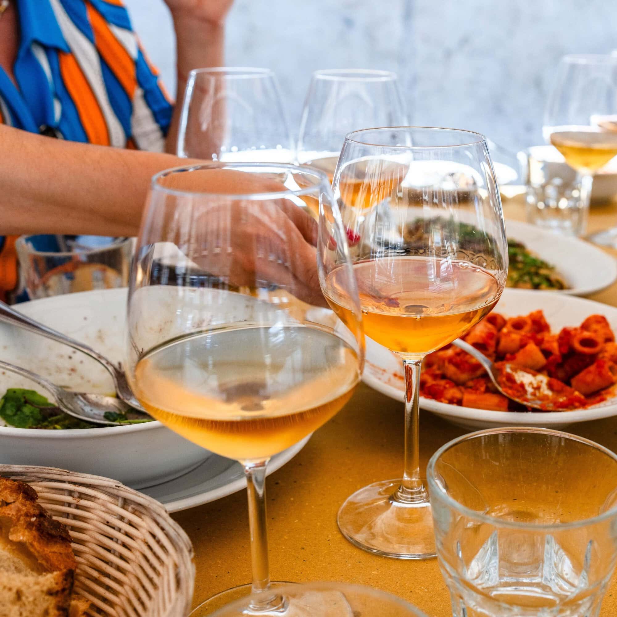 Wine glasses on the table