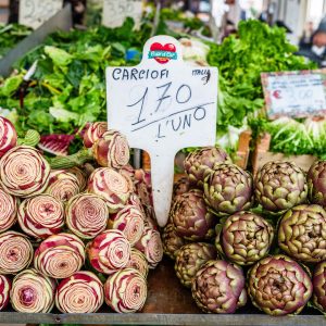 Artichokes at a market in Rome